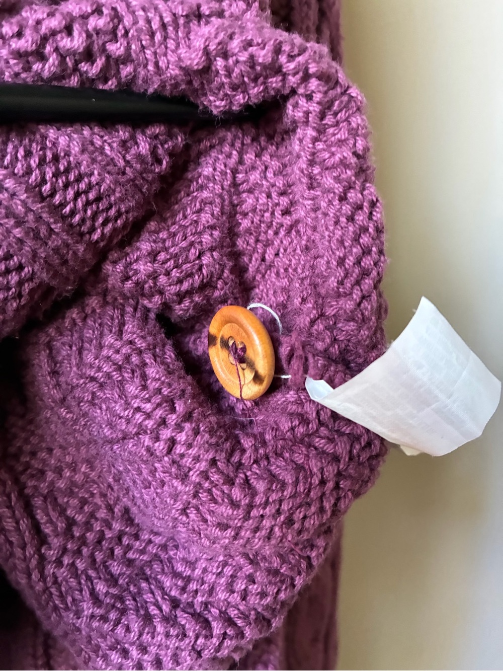 Vintage L.L.Bean 100% Cotton Cable Knit Button Up Cardigan Size S Plum - Picture 7 of 11